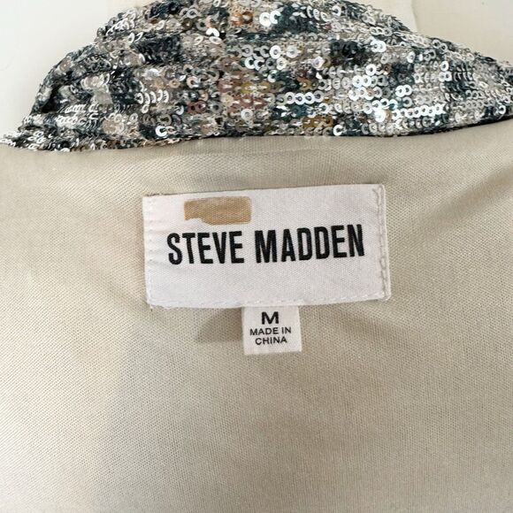 Steve Madden Shae Silver Sequin Longline Duster Jacket | Medium | Anthropologie - Picture 11 of 12